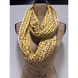 Geometric Yellow & White Infinity Greek Key Scarf Long Soft
